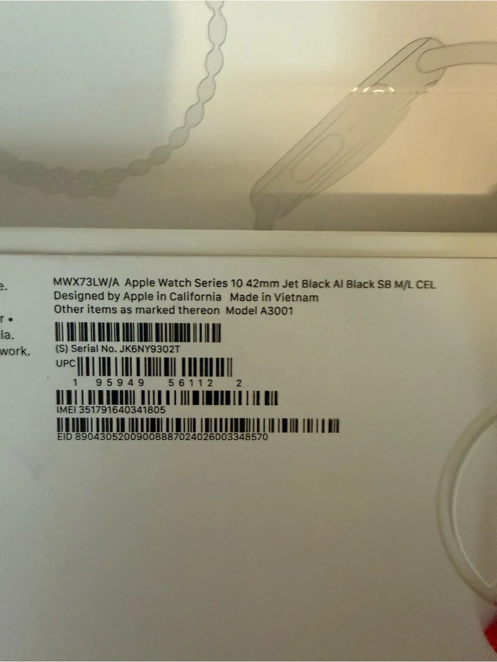 Black Apple Watch Series 10 42MM w: M/L Sport Band - Classic Silicone Strap